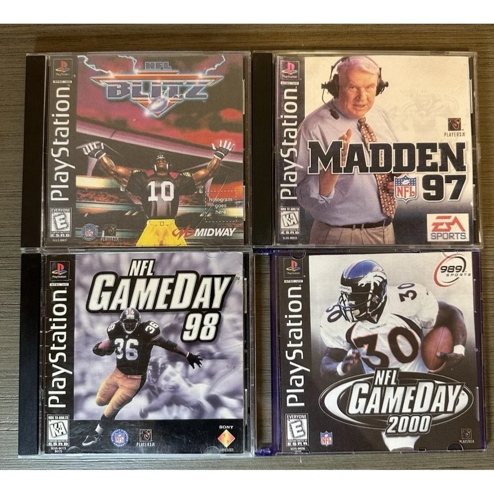 PS1 Football Game Lot - NFL Blitz, Madden 97, Gameday 2000, Gameday 98 CIB